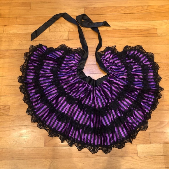 Purple and Black Striped Bustle Skirt